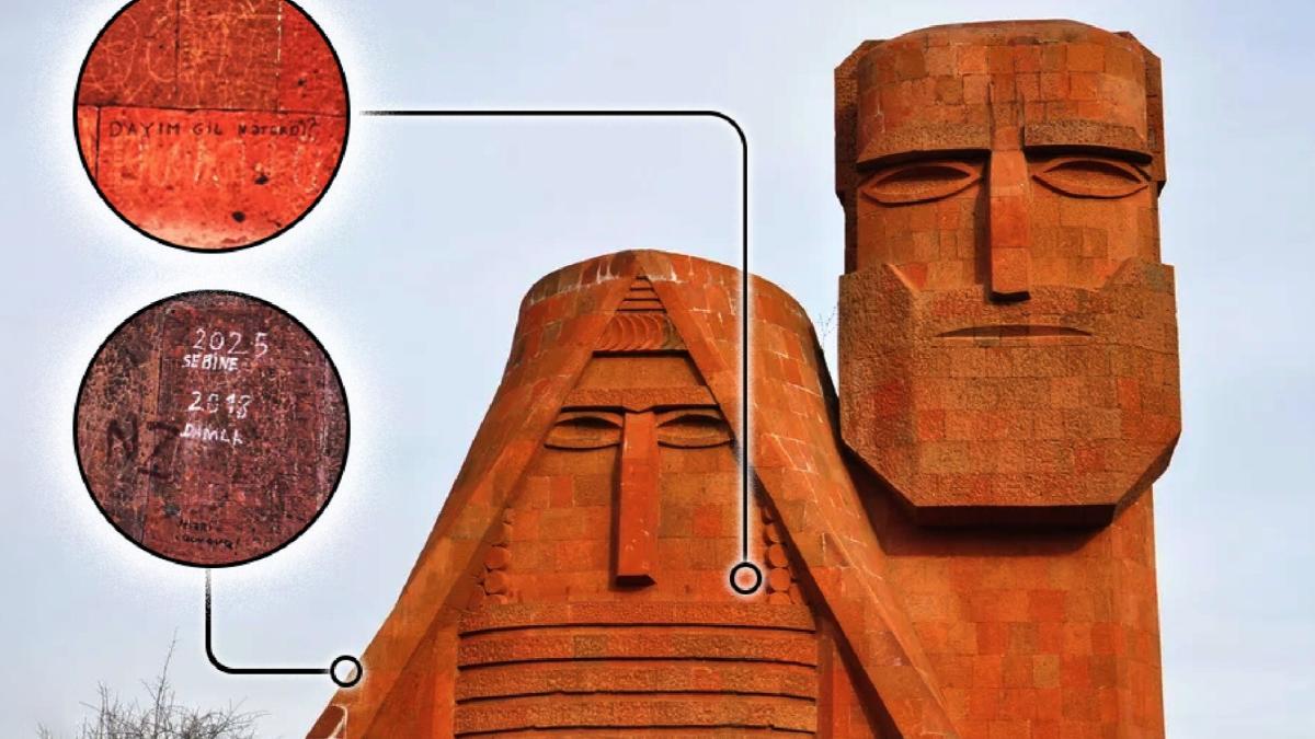 Iconic Armenian monument in Karabakh vandalized with hate speech