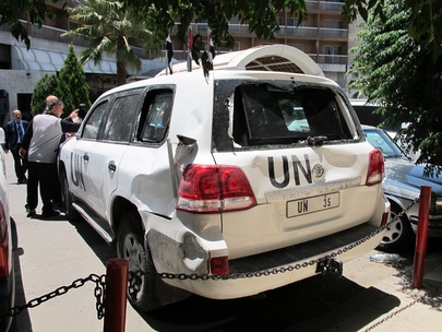 UN observer convoy attacked in Syria