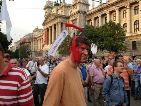 Mass demonstration in front of Hungarian Parliament in Budapest