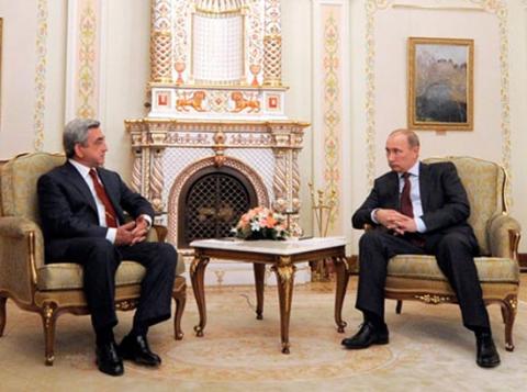 Владимир Путин поздравил Сержа Саргсяна  с Рождеством и наступающим Новым годом