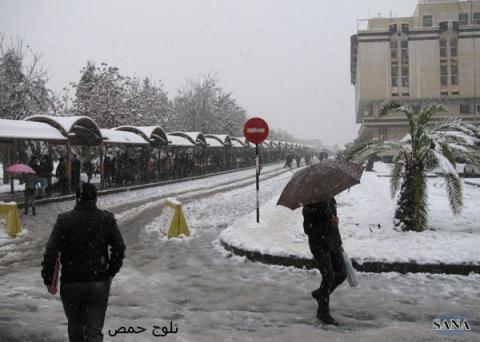 Snowy weather reigns in Aleppo