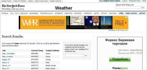 The New York Times presented Baku as capital of Armenia: Hysteria in Azerbaijan