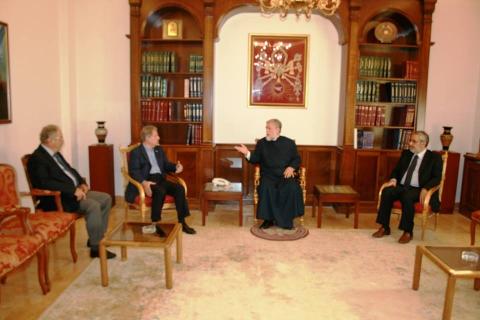 Aram I hosted former Lebanese president