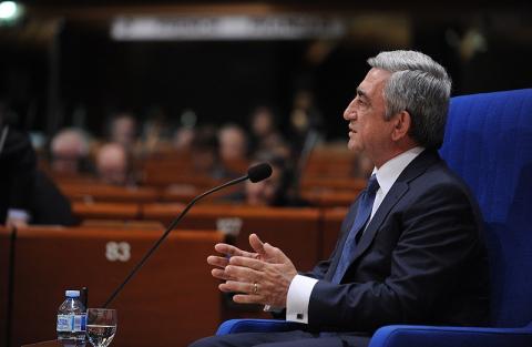Президент Армении выступил на пленарном заседании ПАСЕ