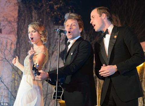 Prince William sings with Jon Bon Jovi and Taylor Swift