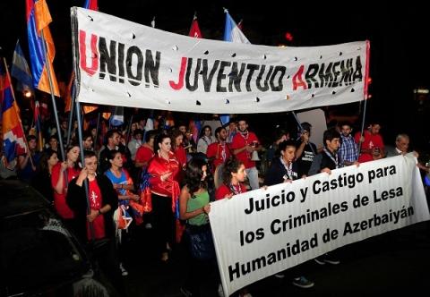 Protests held in front of Azerbaijani embassies in Argentina and Belgium