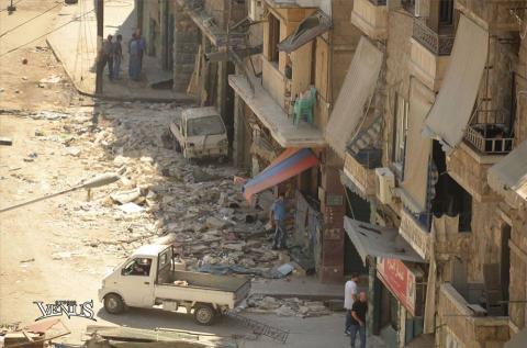 Bomb falls in Sulaymaniyah district of Aleppo