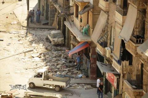 Armenian districts of Aleppo hang curtains to shelter from snipers