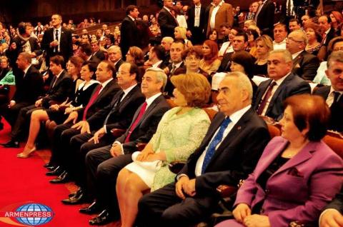 Presidents of Armenia and France attend jubilee 90th anniversary concert of Charles Aznavour