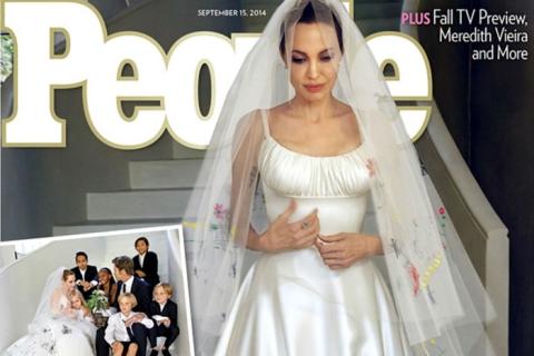 Анджелина Джоли продемонстрировала свое уникальное свадебное платье
