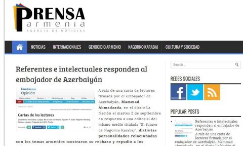 Argentinean periodical posts letter by Armenian and Argentinean figures titled "Future of Nagorno Karabakh Republic"