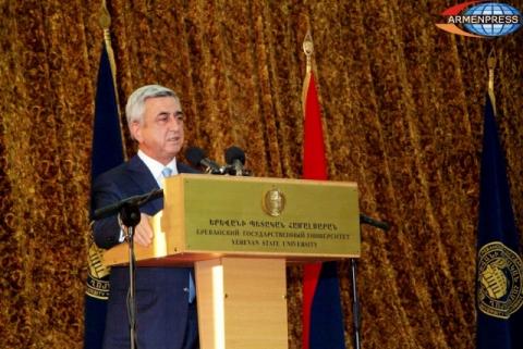 YSU has invaluable contribution to revival of Armenian people: Serzh Sargsyan