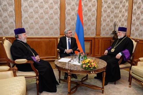 Armenia’s President meets with Catholicos of All Armenians and Catholicos of the Great House of Cilicia