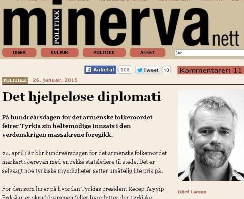 Norwegian newspaper publishes article on Armenian Genocide Centennial and Armenian-Turkish relations