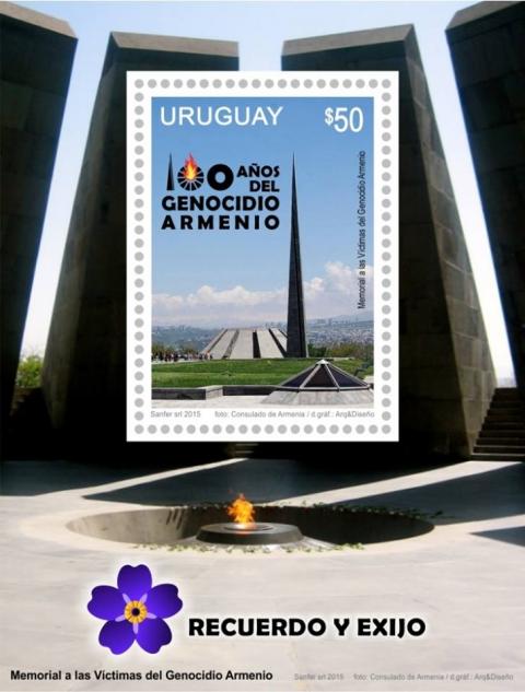 Stamp devoted to Armenian Genocide Centennial redeemed in Uruguay