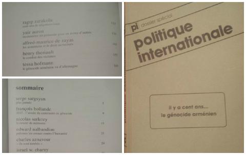 Авторитетный журнал «Politique Internationale» посвятил годовщине Геноцида особый номер