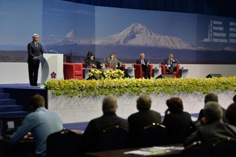 Denial, in conjunction with the creation of genocidal environment and extermination itself, is vertex of same triangle: Armenia’s President