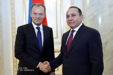 PM Abrahamyan and Donald Tusk discuss Armenia-EU cooperation