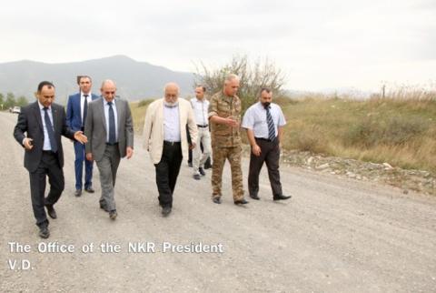 Artsakh Republic President gets acquainted with construction activities of a road of local importance