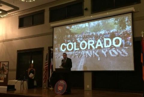 Nagorno Karabakh Permanent Representative to USA Delivers Speech at event entitled “Colorado, We Thank You” in Denver.
