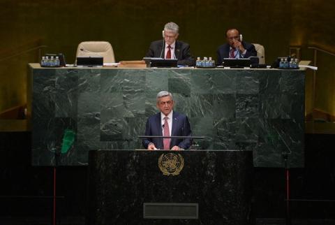 Նախագահ Սարգսյանը ՄԱԿ-ի ամբիոնից շնորհակալություն է հայտնել Ցեղասպանությունը ճանաչած պետություններին ու Հռոմի պապին