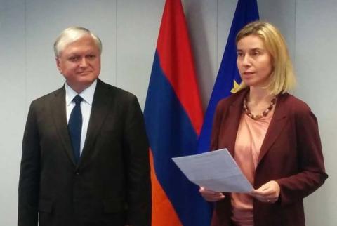 Edward Nalbandian and Federica Mogherini announce about the launch of negotiations over EU-Armenia Framework Agreement