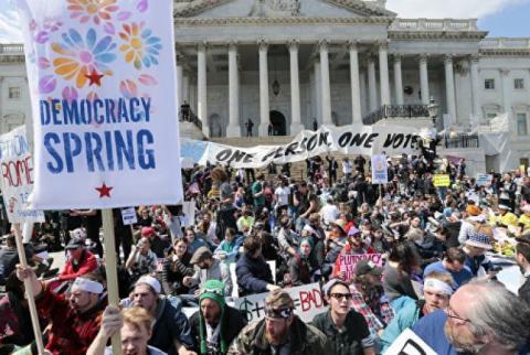 Democracy Spring Hundreds of 'Democracy Spring' protesters arrested at Capitol Hill sit ...