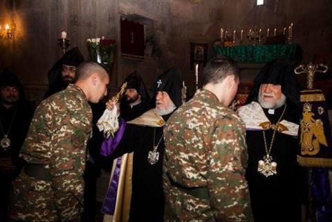 Catholicos of all Armenians Karekin II and Catholicos of Great House of Cilicia give Patriarchal blessings in Gandzasar