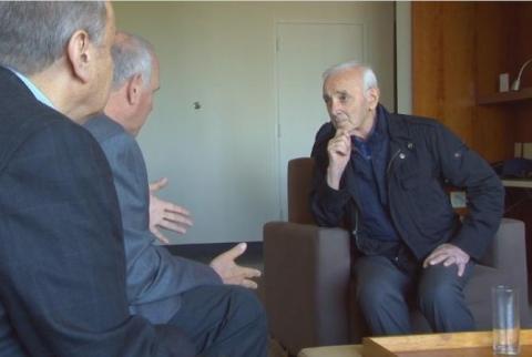 Charles Aznavour meets representatives of International Raoul Wallenberg Foundation