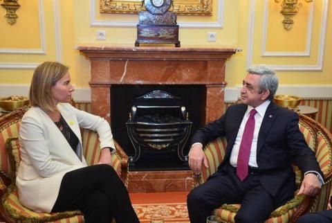 Serzh Sargsyan-Federica Mogherini meeting kicks off