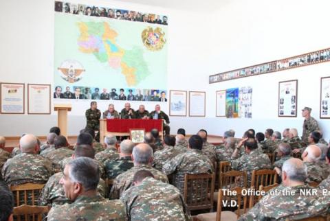 Bako Sahakyan visits NKR’s southern borderline accompanied by Manvel Grigoryan and Levon Mnatsakanyan