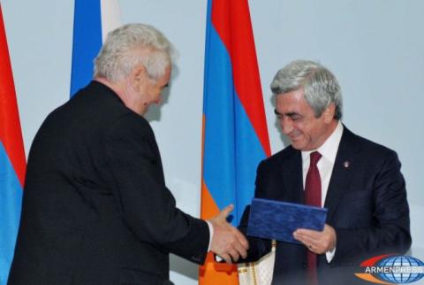 Armenian and Czech Presidents sign a Joint Declaration on the Friendly Relations, Partnership, and Enhanced Cooperation.