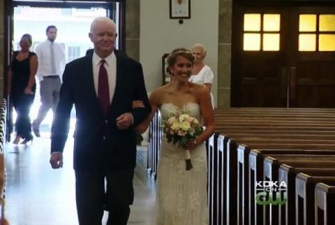 Bride walked down the aisle by man who received her father's heart