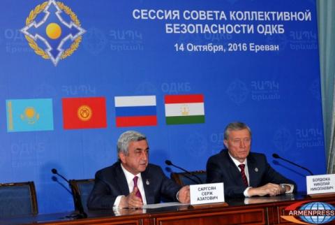 Armenian President says adoption of Collective Security Strategy is a key result of CSTO’s Yerevan summit