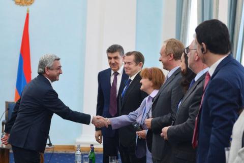 President Sargsyan receives participants of First International Forum of Eurasian Partnership
