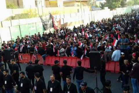 مظاهرة حاشدة أمام السفارة التركية في بغداد ضد التواجد العسكري التركي بالعراق
