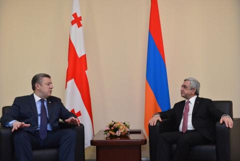President Sargsyan meets with Georgian PM on Bagratashen checkpoint