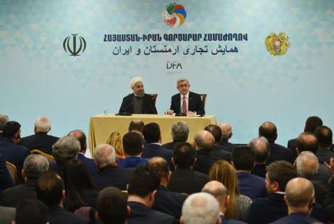 Presidents Serzh Sargsyan and Hassan Rouhani attend Armenia-Iran Business Forum  