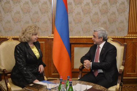 President Sargsyan receives Human Rights Commissioner of Russia Tatyana Moskalkova