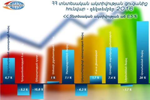 Armenia’s economic activity rises by 0.5% - January-December 2016