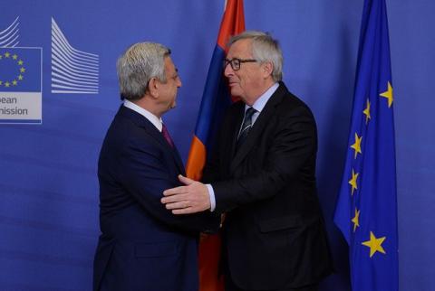 Serzh Sargsyan and Jean-Claude Juncker discuss NK conflict