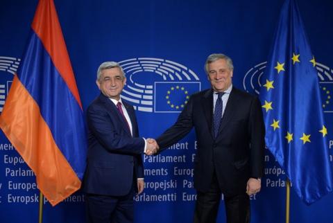 Armenian President meets with President of European Parliament Antonio Tajani 