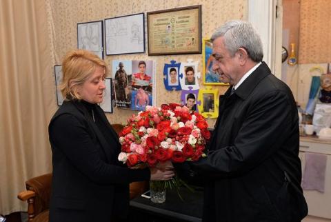 President Sargsyan visits family of fallen soldier Adam Sahakyan