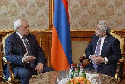Президент Армении Серж Саргсян принял губернатора Санкт-Петербурга Георгия Полтавченко