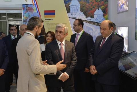 President Serzh Sargsyan visits Armenian section of Astana Expo 2017