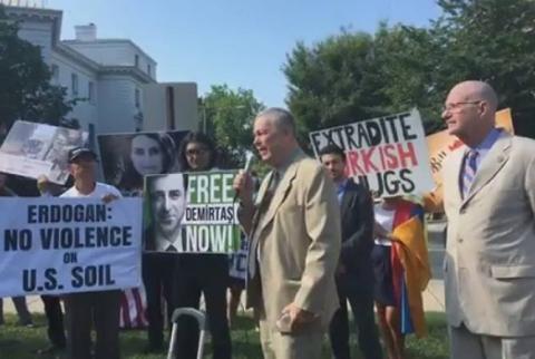 US Congressmen join protest of Armenians, Kurds and Yazidis outside Turkish embassy in Washington D.C.