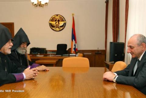 President of Artsakh hosts primate of Tehran Diocese Archbishop Sepuh Sargsyan