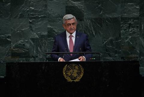 ‘NK conflict can be resolved through people’s right to self-determination’ – Armenian President delivers speech at UN General Assembly