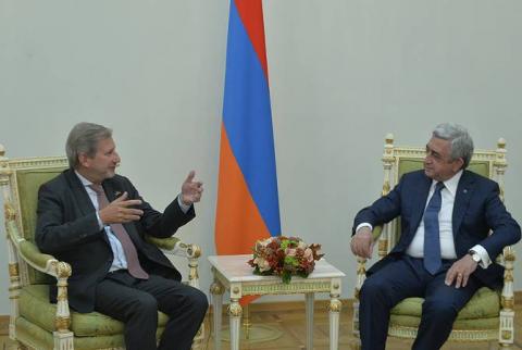 Президент Армении принял комиссара Европейского Союза по вопросам расширения и политики соседства