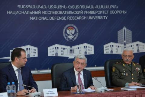 ՀՀ Նախագահը մասնակցել է Պաշտպանական ազգային հետազոտական համալսարանի կրթական նոր ծրագրի մեկնարկն ազդարարող նիստին
